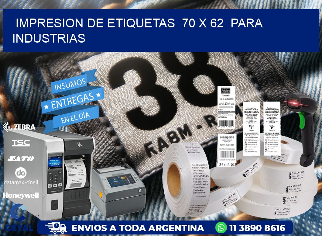 impresion de etiquetas  70 x 62  para industrias