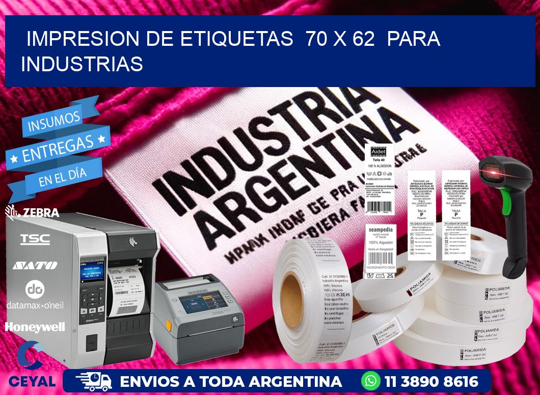impresion de etiquetas  70 x 62  para industrias