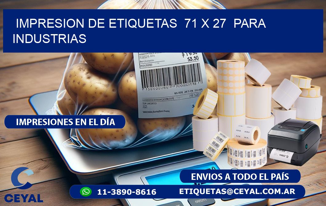 impresion de etiquetas 71 x 27 para industrias