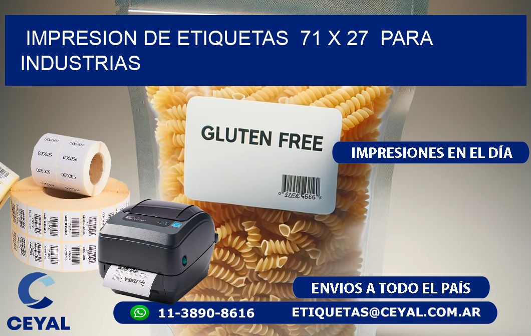 impresion de etiquetas  71 x 27  para industrias