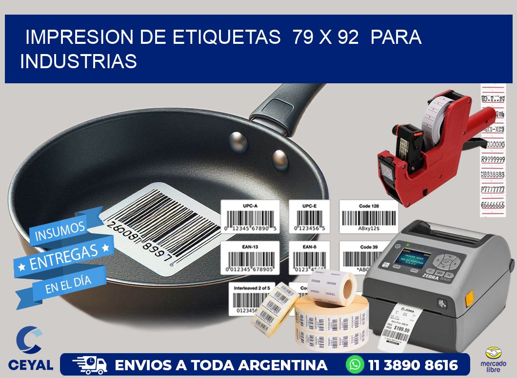 impresion de etiquetas  79 x 92  para industrias