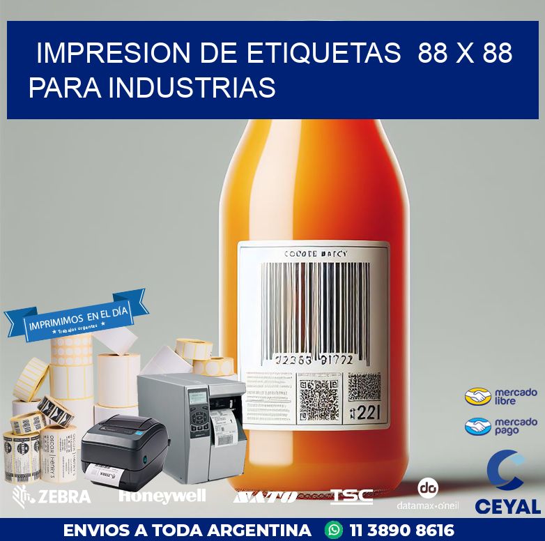 impresion de etiquetas  88 x 88  para industrias