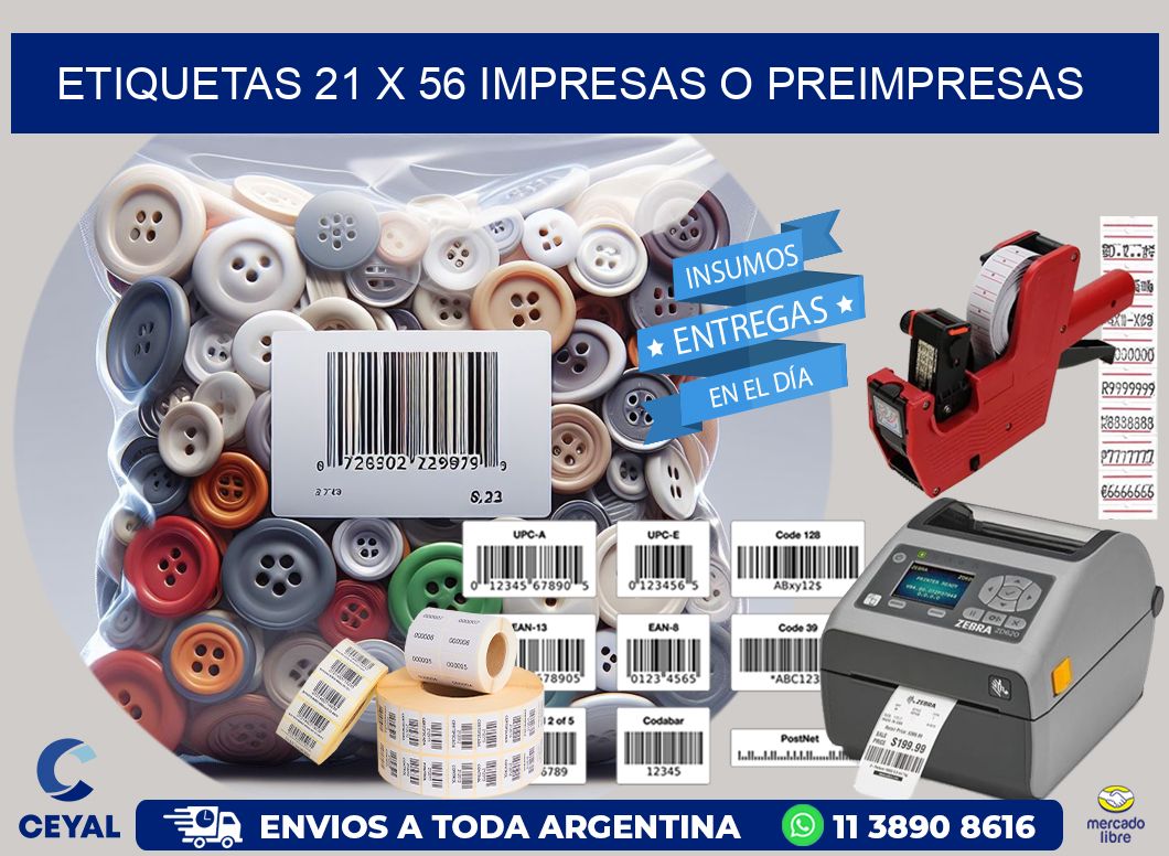 ETIQUETAS 21 x 56 IMPRESAS O PREIMPRESAS