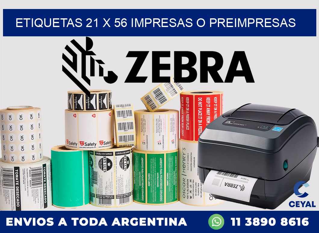 ETIQUETAS 21 x 56 IMPRESAS O PREIMPRESAS