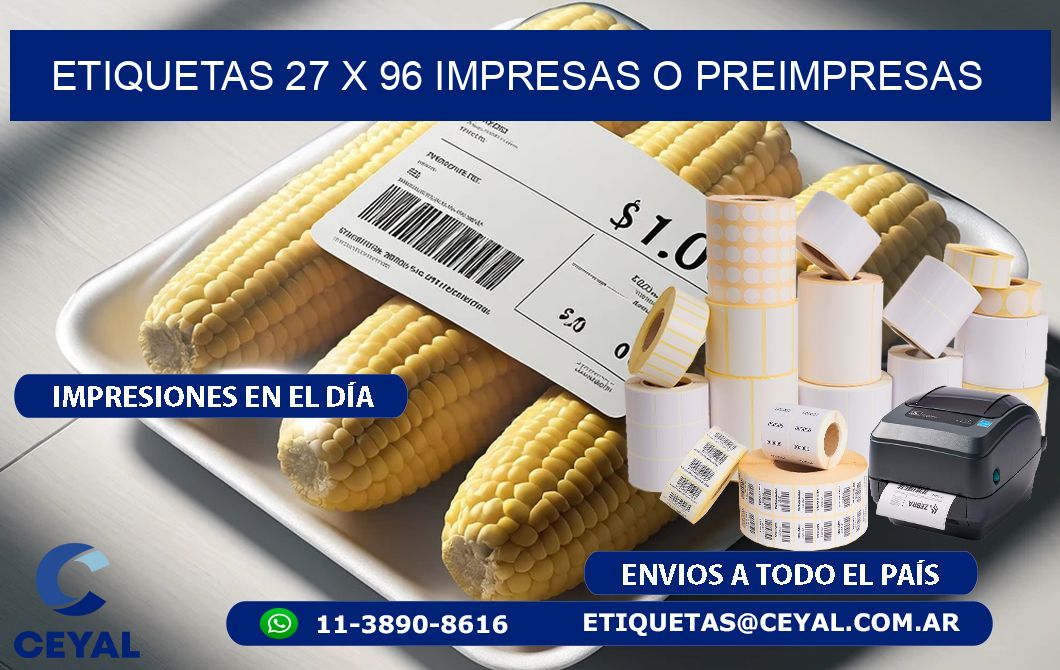 ETIQUETAS 27 x 96 IMPRESAS O PREIMPRESAS