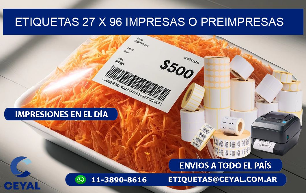 ETIQUETAS 27 x 96 IMPRESAS O PREIMPRESAS