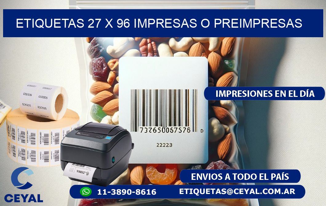ETIQUETAS 27 x 96 IMPRESAS O PREIMPRESAS