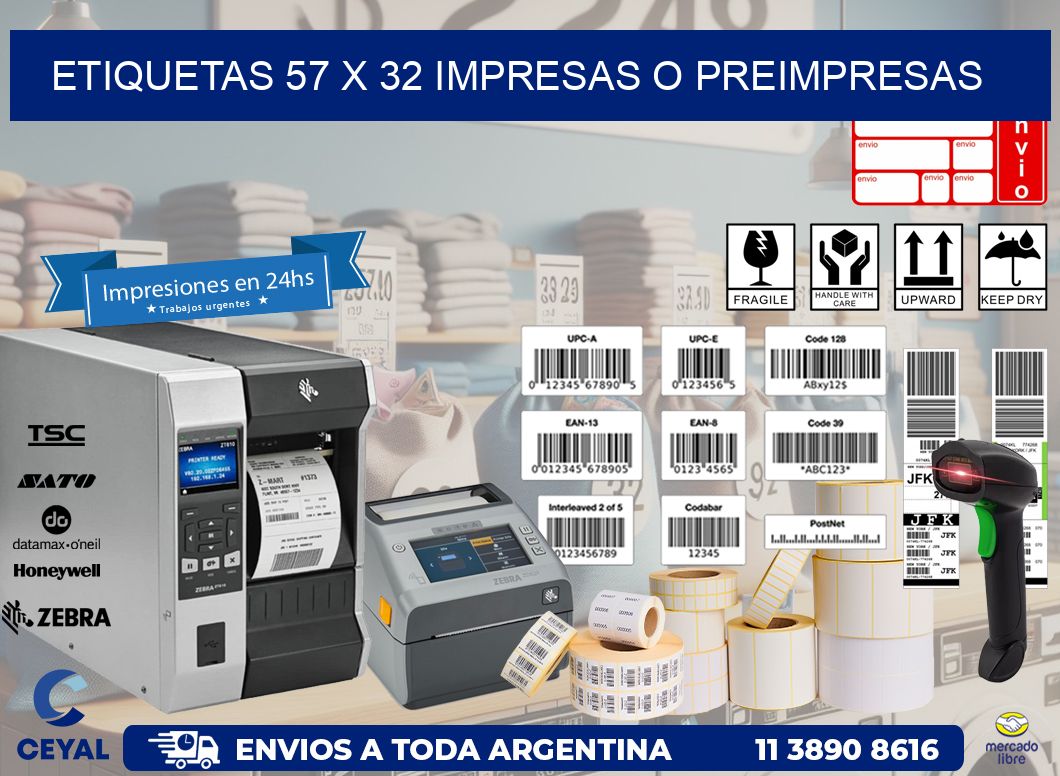 ETIQUETAS 57 x 32 IMPRESAS O PREIMPRESAS