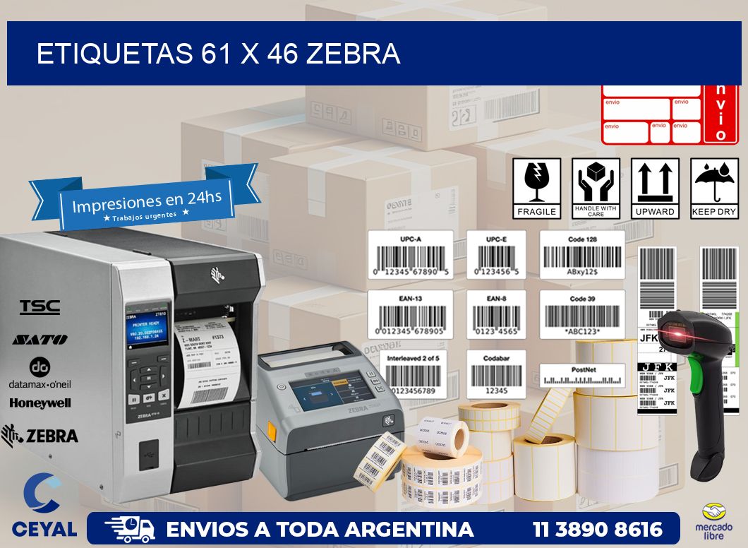 ETIQUETAS 61 x 46 ZEBRA