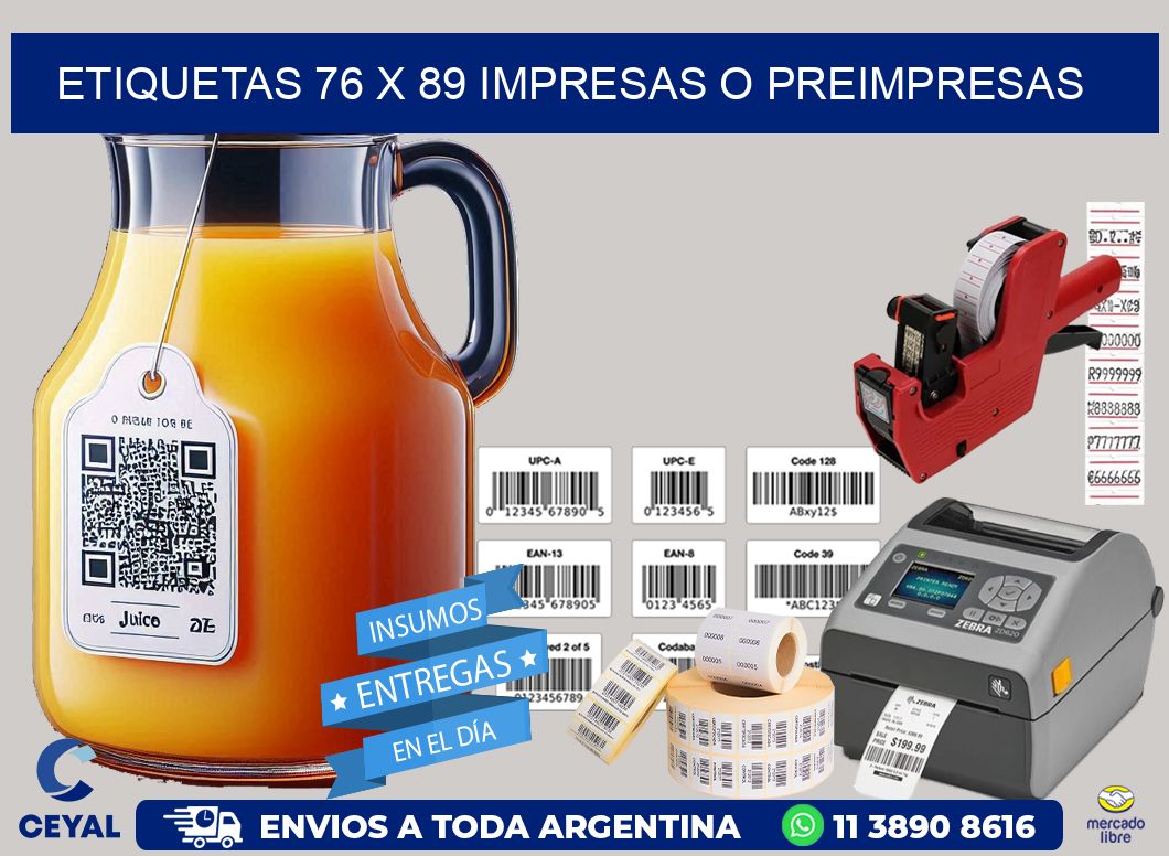 ETIQUETAS 76 x 89 IMPRESAS O PREIMPRESAS