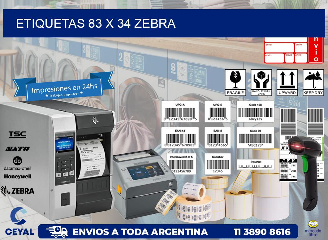 ETIQUETAS 83 x 34 ZEBRA