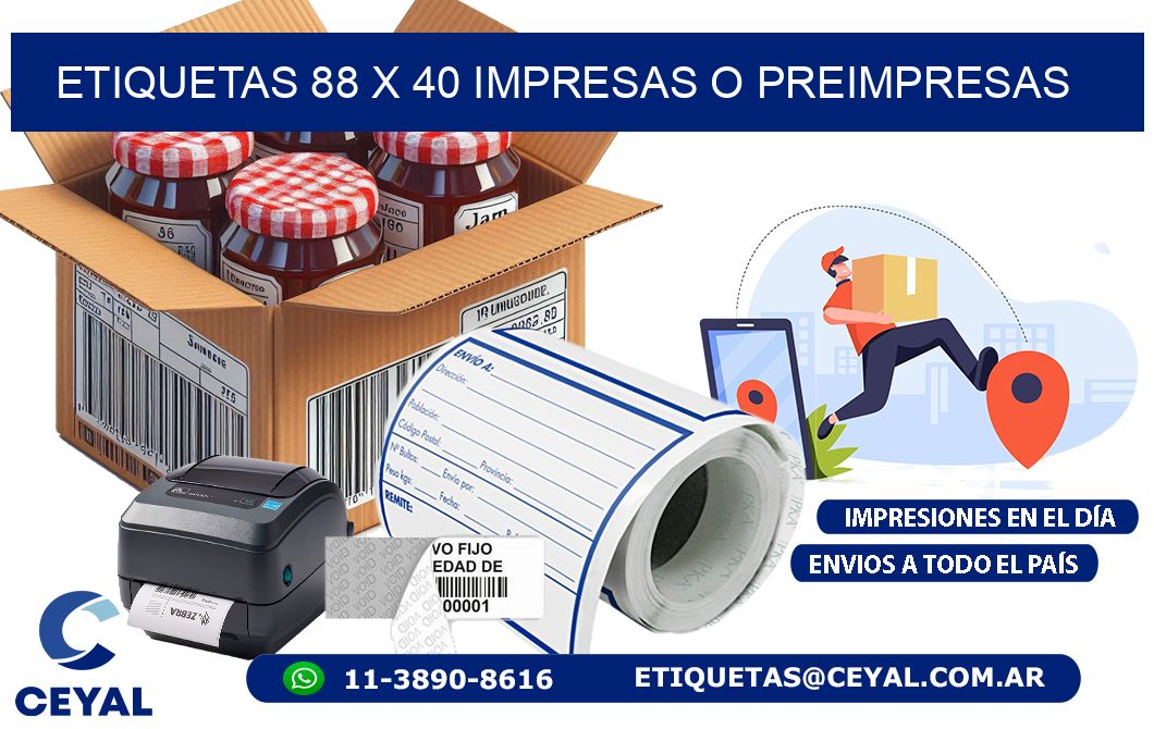 ETIQUETAS 88 x 40 IMPRESAS O PREIMPRESAS