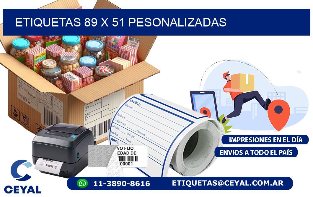 ETIQUETAS 89 x 51 PESONALIZADAS