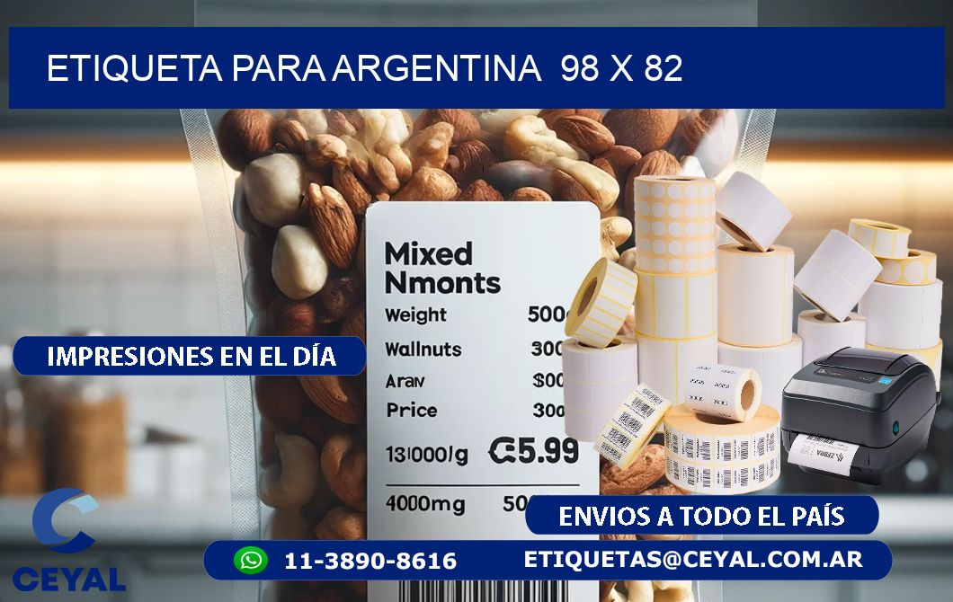 etiqueta para Argentina  98 x 82