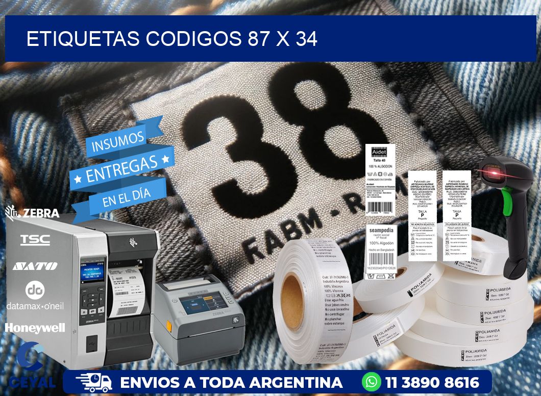 etiquetas codigos 87 x 34