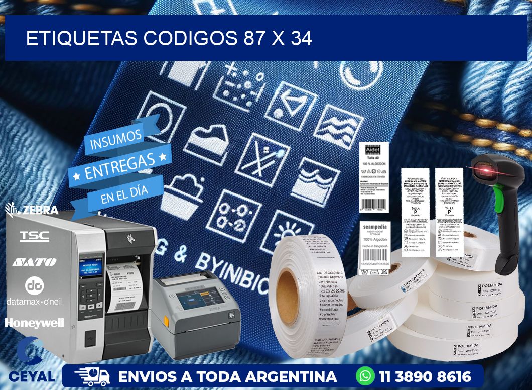 etiquetas codigos 87 x 34