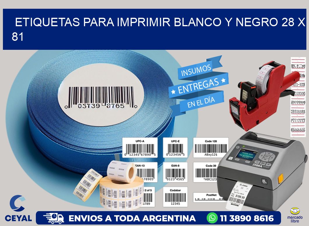 etiquetas para imprimir blanco y negro 28 x 81