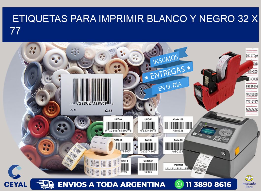 etiquetas para imprimir blanco y negro 32 x 77