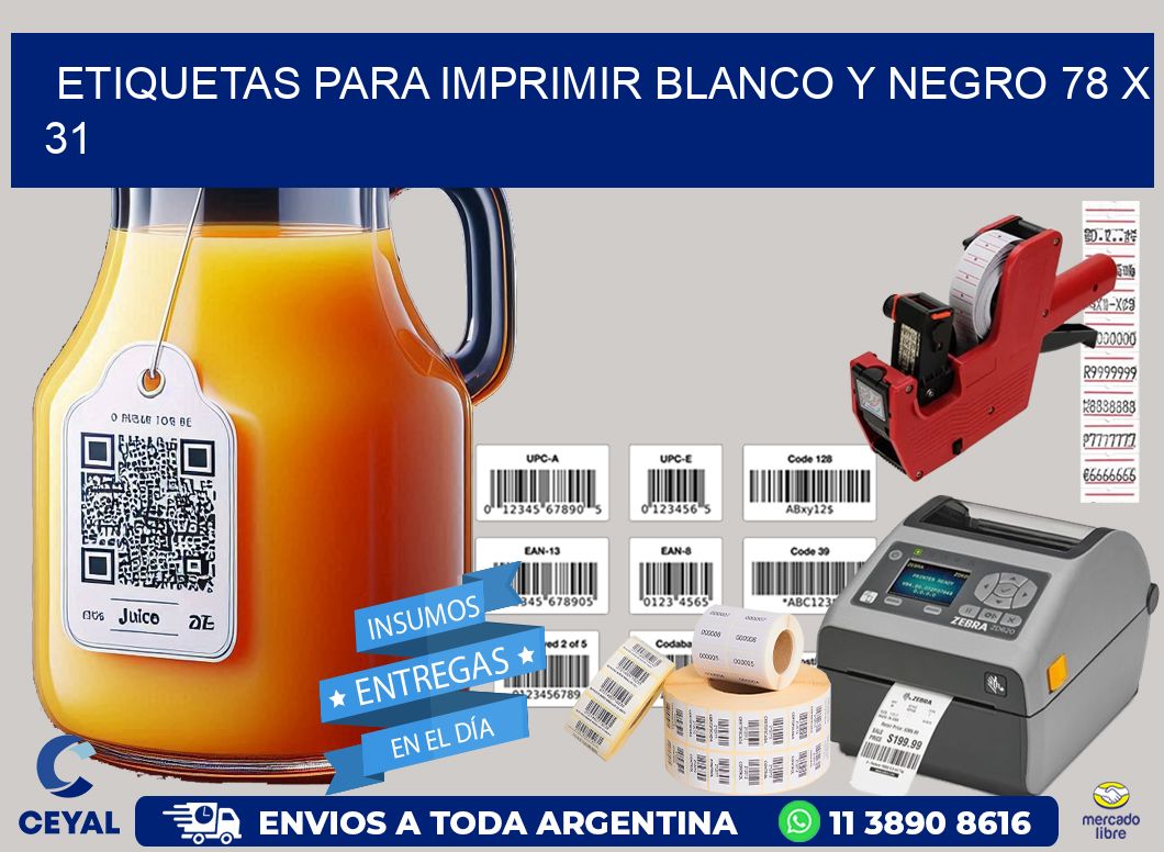 etiquetas para imprimir blanco y negro 78 x 31