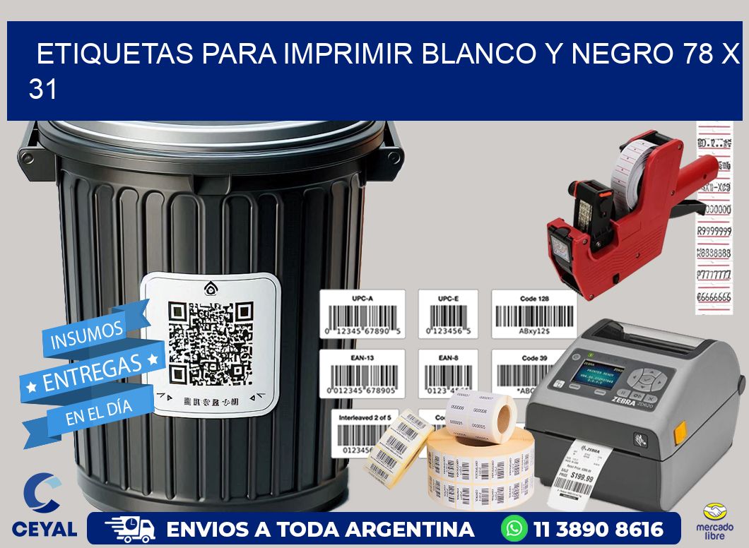 etiquetas para imprimir blanco y negro 78 x 31