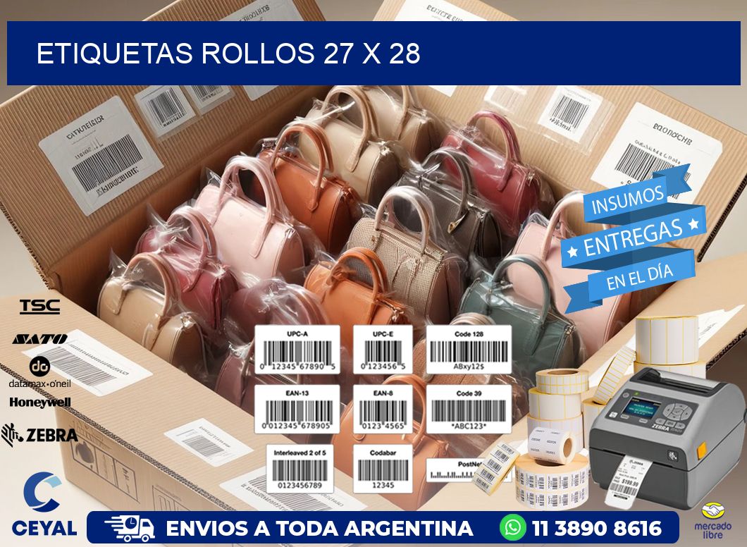 etiquetas rollos 27 x 28