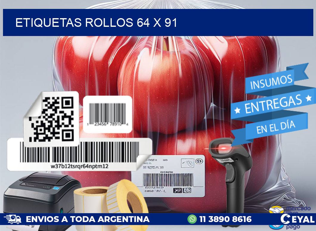 etiquetas rollos 64 x 91