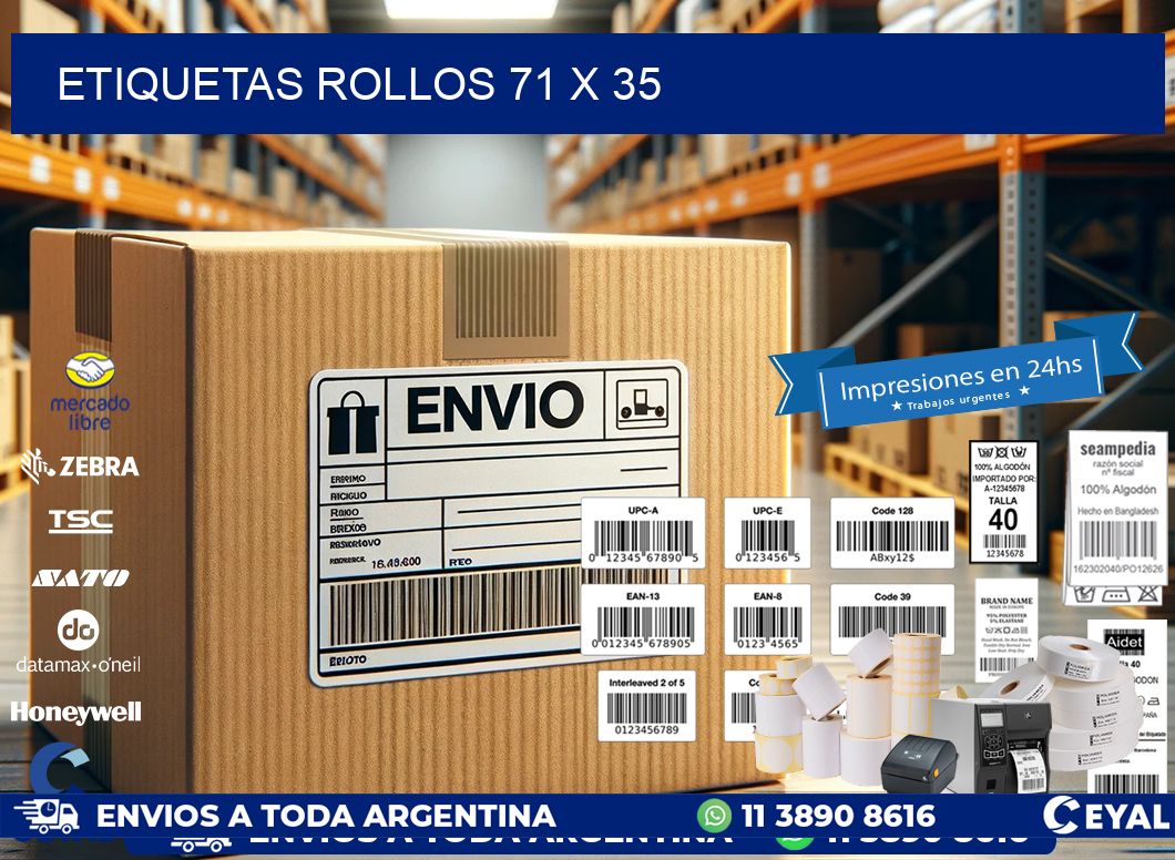etiquetas rollos 71 x 35