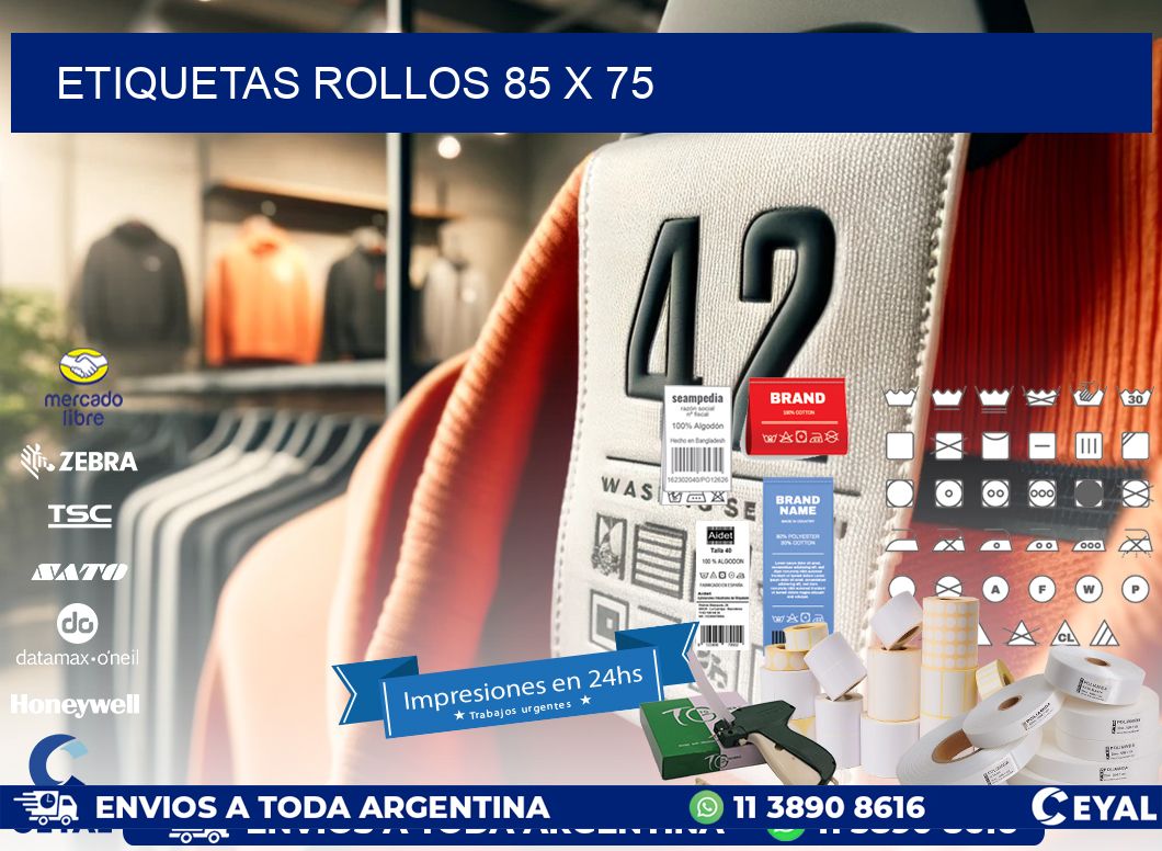 etiquetas rollos 85 x 75