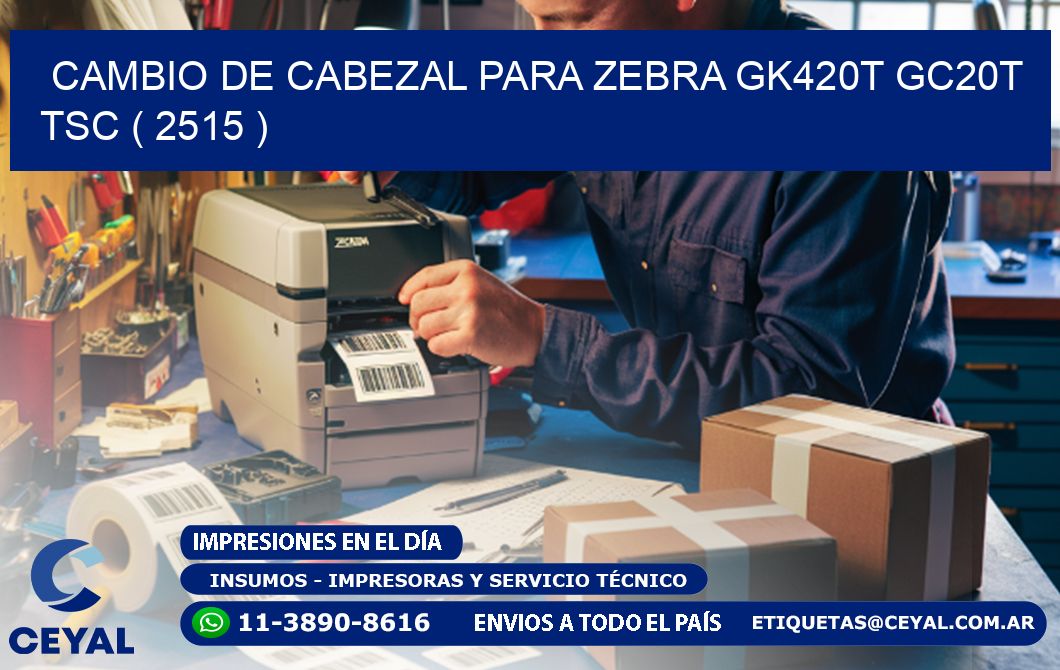 CAMBIO DE CABEZAL PARA ZEBRA GK420T GC20T TSC ( 2515 )