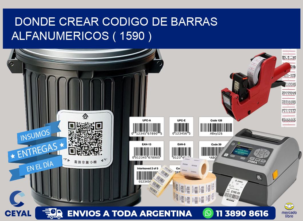 DONDE CREAR CODIGO DE BARRAS ALFANUMERICOS ( 1590 )