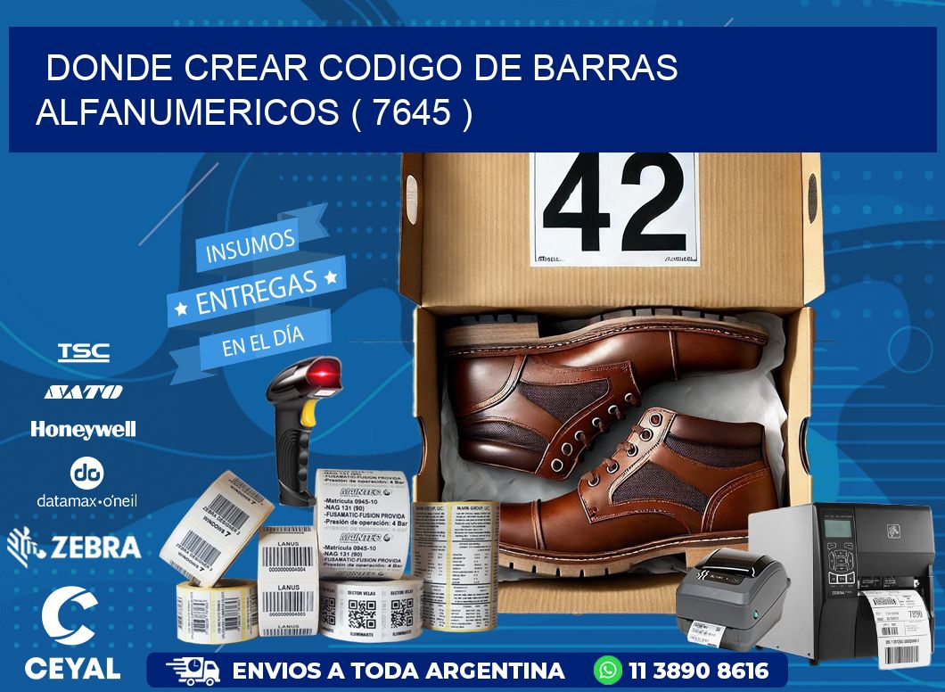 DONDE CREAR CODIGO DE BARRAS ALFANUMERICOS ( 7645 )