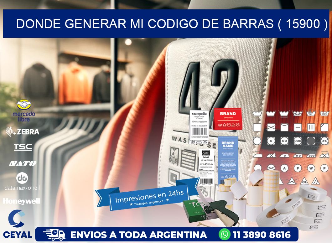 DONDE GENERAR MI CODIGO DE BARRAS ( 15900 )