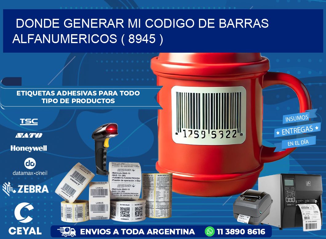 DONDE GENERAR MI CODIGO DE BARRAS ALFANUMERICOS ( 8945 )