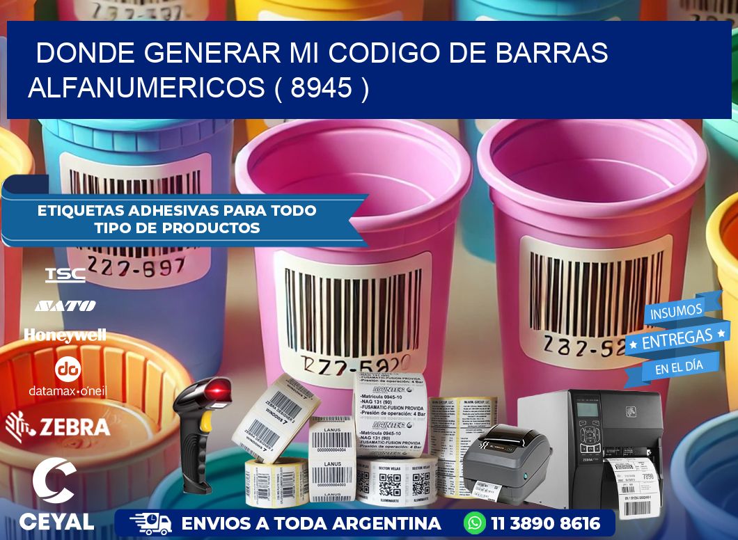 DONDE GENERAR MI CODIGO DE BARRAS ALFANUMERICOS ( 8945 )