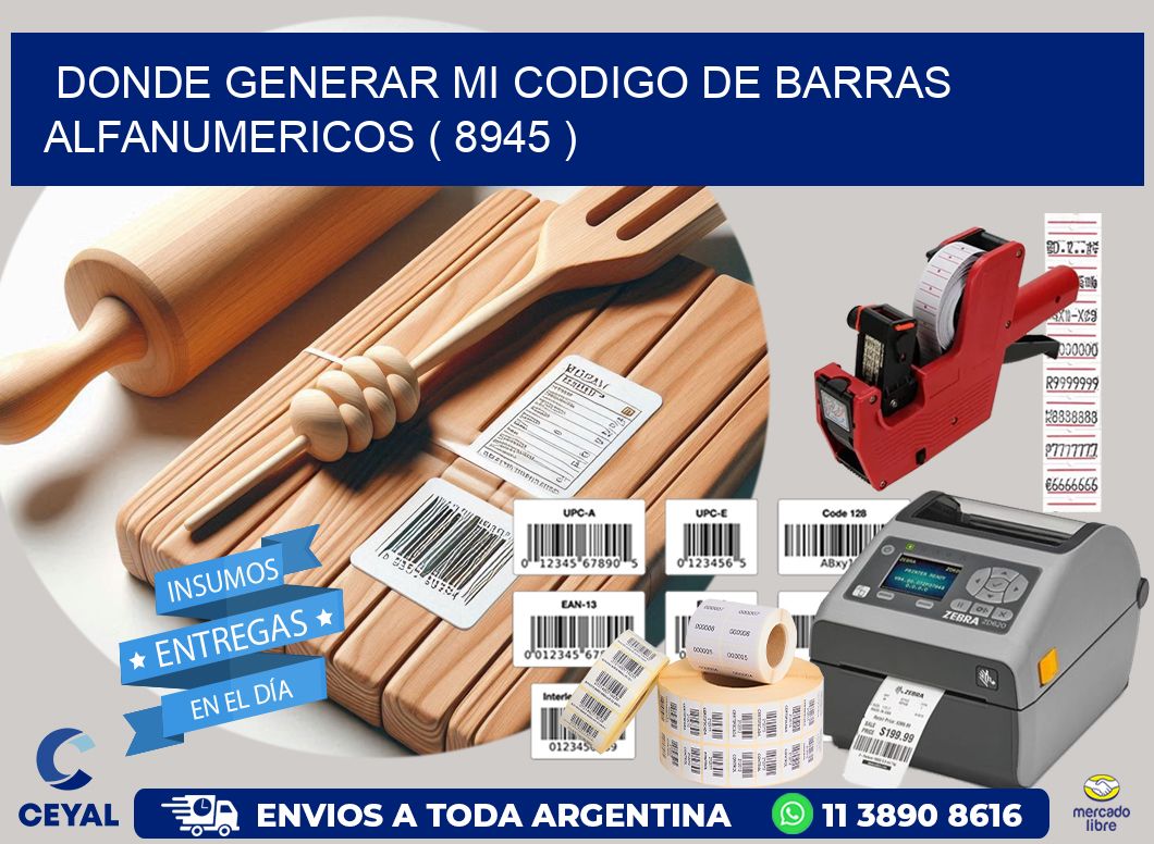 DONDE GENERAR MI CODIGO DE BARRAS ALFANUMERICOS ( 8945 )