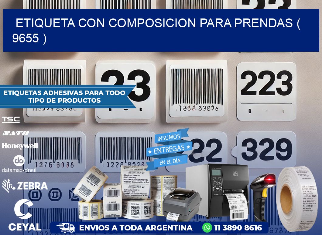 ETIQUETA CON COMPOSICION PARA PRENDAS ( 9655 )