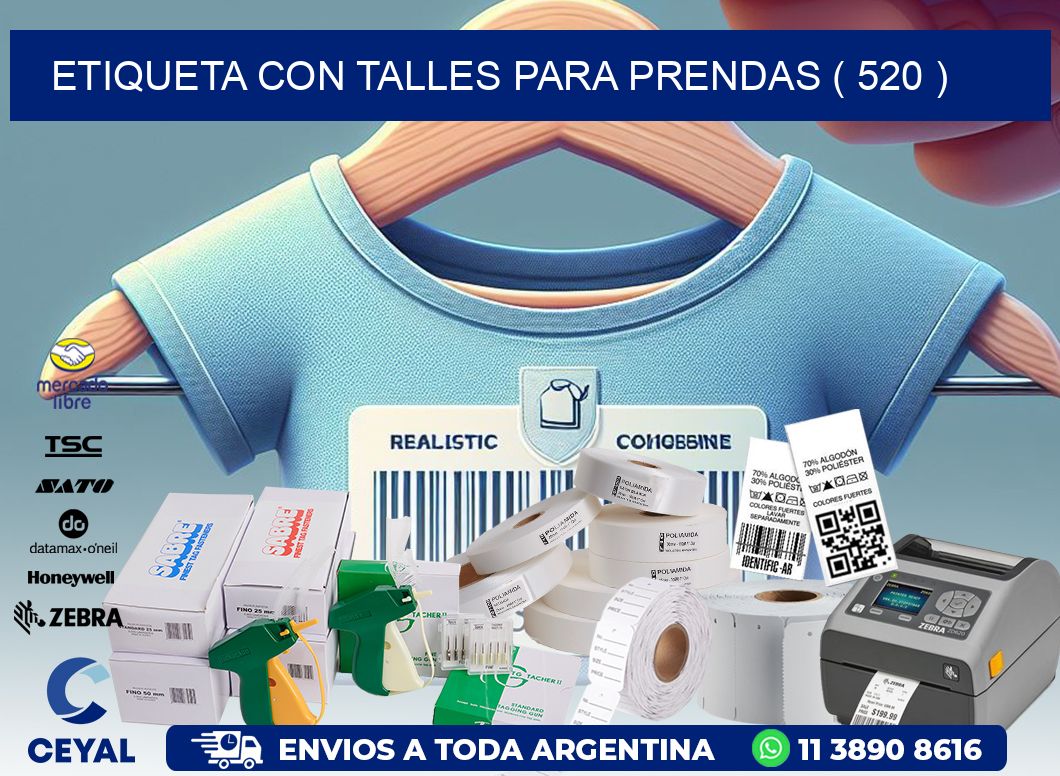 ETIQUETA CON TALLES PARA PRENDAS ( 520 )