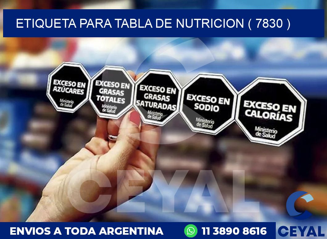 ETIQUETA PARA TABLA DE NUTRICION ( 7830 )