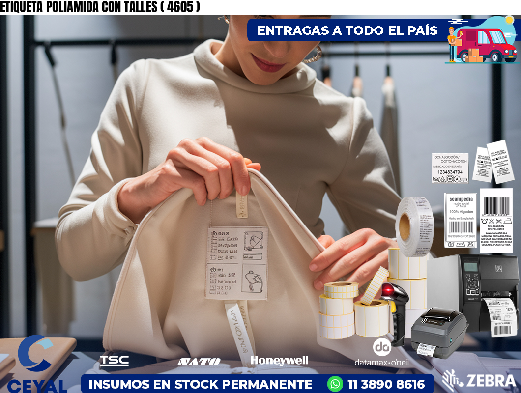 ETIQUETA POLIAMIDA CON TALLES ( 4605 )