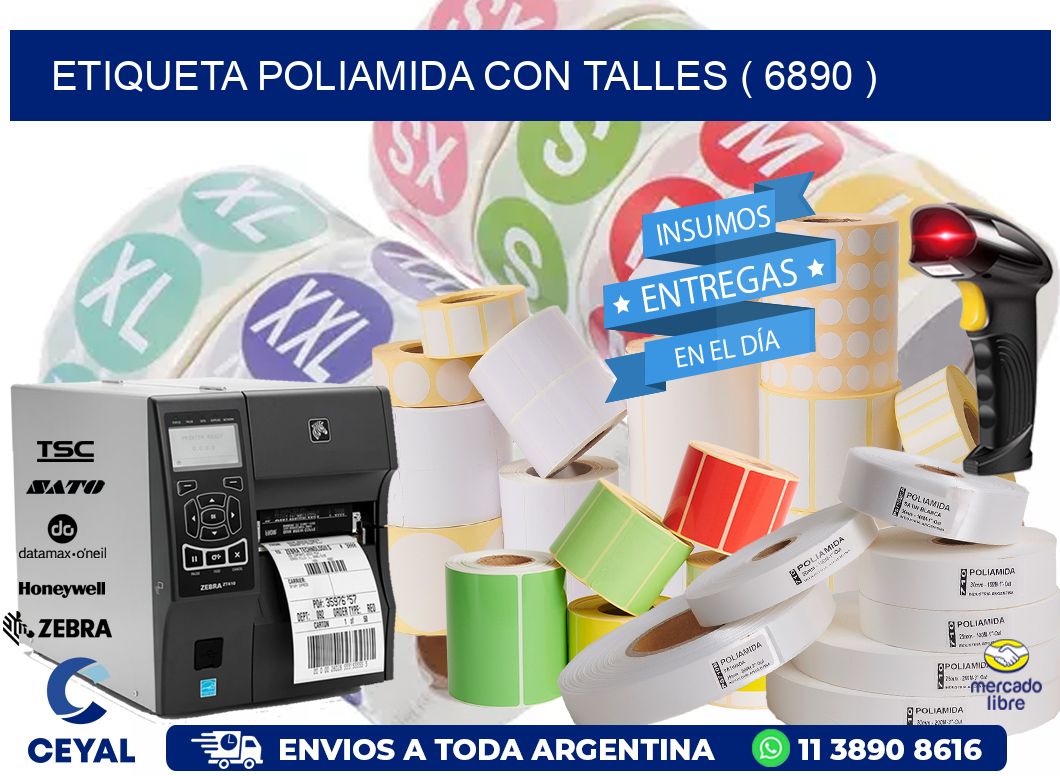 ETIQUETA POLIAMIDA CON TALLES ( 6890 )