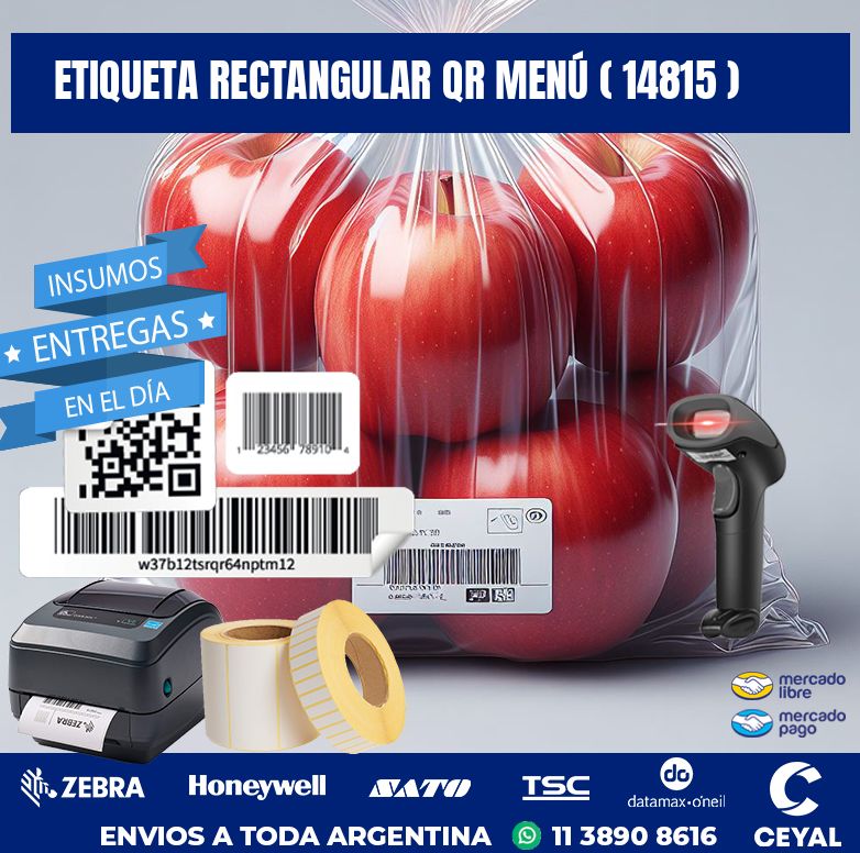 ETIQUETA RECTANGULAR QR MENÚ ( 14815 )