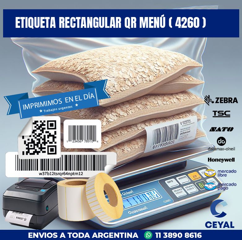 ETIQUETA RECTANGULAR QR MENÚ ( 4260 )