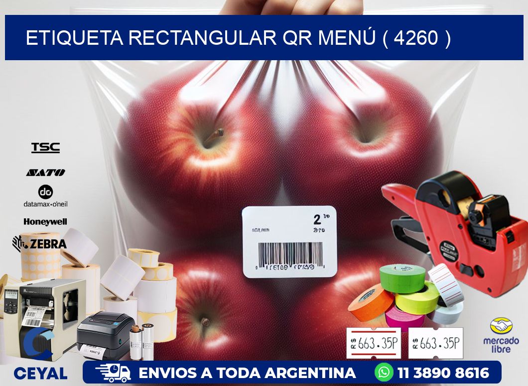 ETIQUETA RECTANGULAR QR MENÚ ( 4260 )