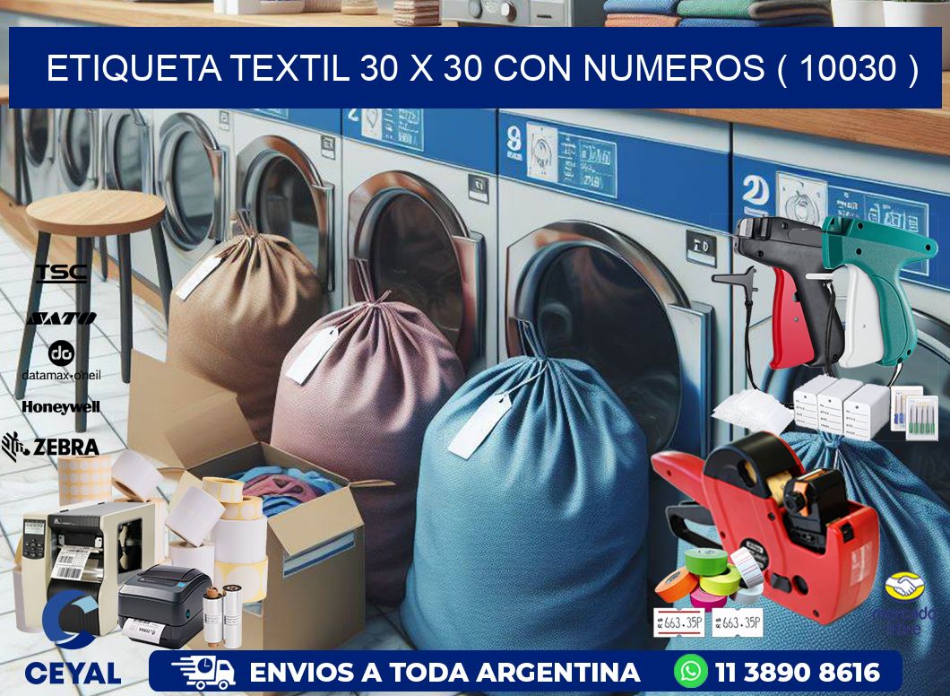 ETIQUETA TEXTIL 30 X 30 CON NUMEROS ( 10030 )