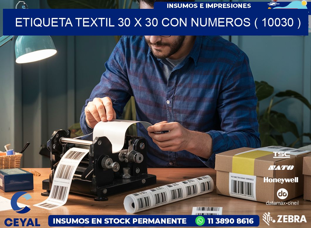 ETIQUETA TEXTIL 30 X 30 CON NUMEROS ( 10030 )