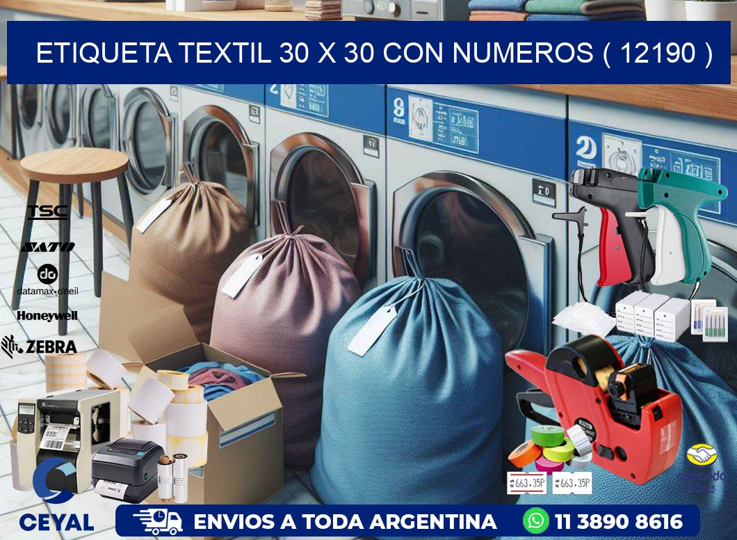 ETIQUETA TEXTIL 30 X 30 CON NUMEROS ( 12190 )