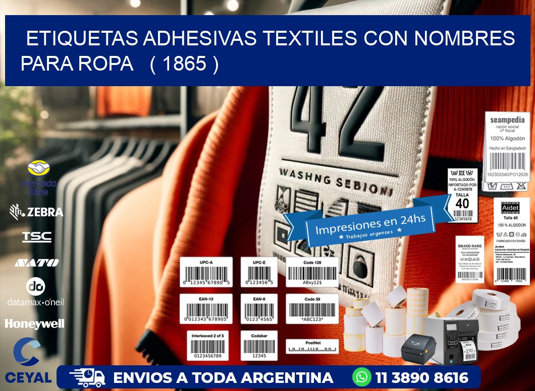 ETIQUETAS ADHESIVAS TEXTILES CON NOMBRES PARA ROPA   ( 1865 )