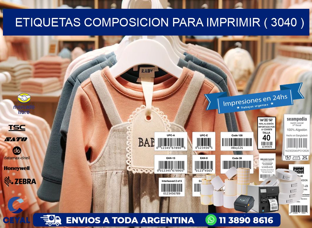 ETIQUETAS COMPOSICION PARA IMPRIMIR ( 3040 )
