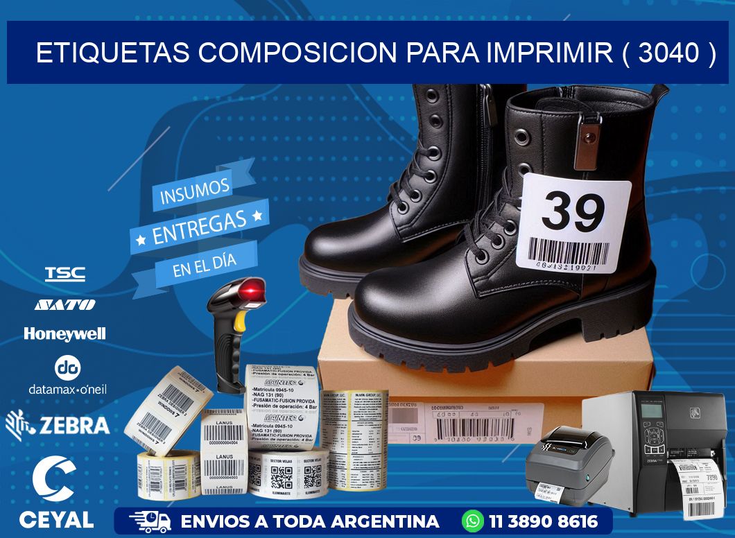 ETIQUETAS COMPOSICION PARA IMPRIMIR ( 3040 )