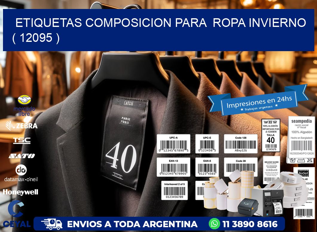 ETIQUETAS COMPOSICION PARA  ROPA INVIERNO   ( 12095 )
